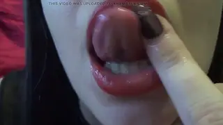 Brunette Domme Teases With Tongue and Spit in POV