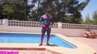 Three Muscular Heroes Clash in Spandex Fantasy