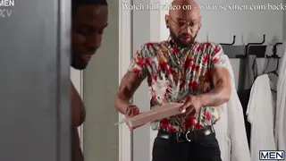 Tattooed Muscle Studs Fuck Bareback Through Gloryhole