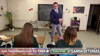 Petite Schoolgirl Serves Entire Classroom in Group Session