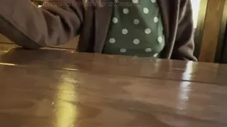 Blonde MILF Flashes Pierced Nipples at a Restaurant