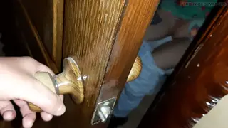 Petite Brunette Caught in Bathroom Lesbian Act