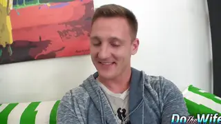 MILF Wife Rides Stranger While Husband Watches Nearby