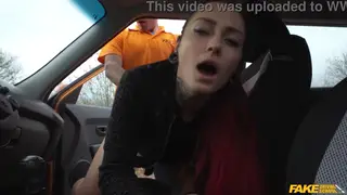 Tattooed Teen Takes Cumshot After Car Blowjob and Doggystyle