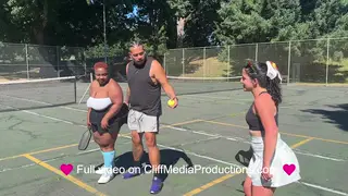 Fitness Coach Leads a Squirting Threesome on the Court