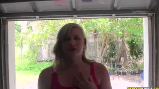 Voluptuous Blonde Gives Outdoor Blowjob in Reality Style
