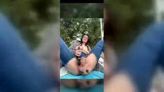 Curvy BBW MILF Squirts Hard on Outdoor Webcam