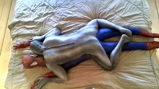 Cosplay Hero Humps a Doll in Spandex