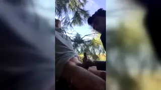 European Guy Sucks Massive Cock Outdoors