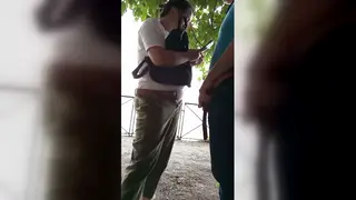 Middle Eastern MILF Caught Giving Outdoor Blowjob to Husband