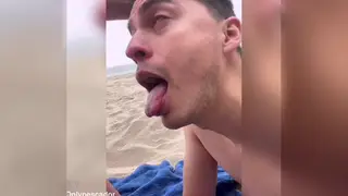 Beach Blowjob Ends with Hot Facial Under Open Sky