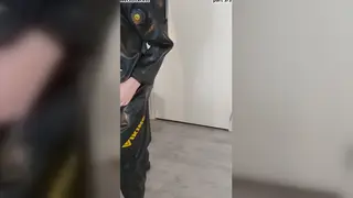 Muscular European Teen Peels Off Heavy Rubber Suit