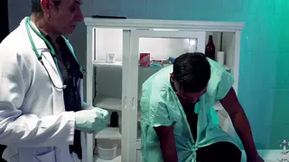 Mature Latino Doctor Milks a Muscular Patient Bareback
