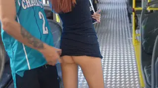 Redhead College Student Taken Doggystyle on a Public Bus