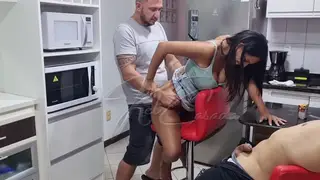 Tattooed Latina Shared in Cuckold Threesome