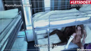 Petite Brunette Explores First BBC in Hostel Encounter
