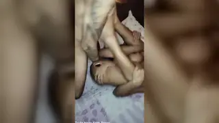 Tattooed MILF Fucks Two Cocks While Cuckold Husband Watches