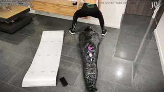 European Femdom Edges Bound Slave During Gym Session