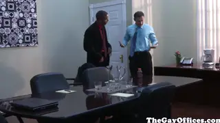 Ebony Hunk in Uniform Strokes Out a Cumshot at His Desk