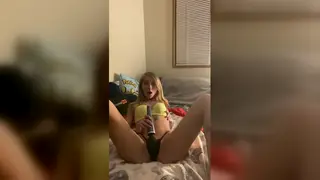 Tattooed Amateur Plays With Toys in Cosplay Skirt