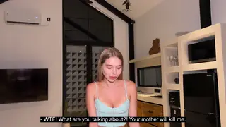 Petite Blonde Loses Blowjob Virginity to Stepdad Outdoors