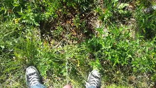 Solo Guy Pisses Outdoors While a Partner Watches