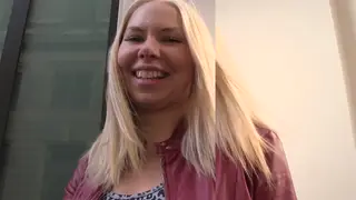 Russian Blonde Meets Stranger Outdoors POV