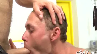 Hairy Bear and Buddy Swap Deep Blowjobs Before a Feet Finale
