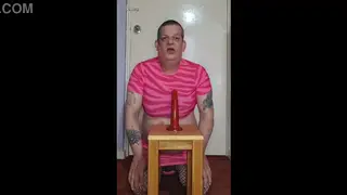 Crossdresser Uses Toys for Ass-to-Mouth Play