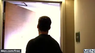 Tattooed Bear and Muscular Roommate Swap Blowjobs Then Fuck