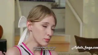 Petite Cheerleader Chooses Class Nerd for First Time