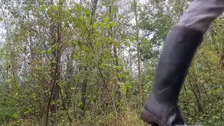 Mature European Daddy Cruises Outdoors in Leather
