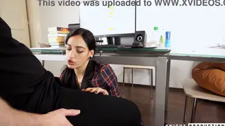 Secretary Squirts and Takes a Messy Facial at Her Desk