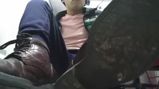 Latino Teen Worships Boots and Feet in Massage