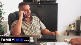 Latino Stepdad Claims His Stepson on an Office Desk