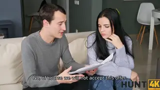 Tattooed Brunette Sucks Stranger While Husband Watches