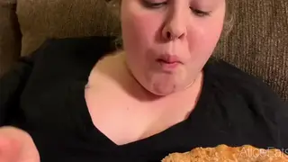 Blonde BBW Stuffs Her Belly Massive in POV Feeding