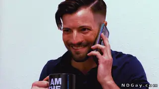 Tattooed Hunk Barebacks Employee Over Desk