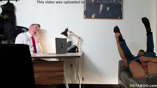 Tattooed Studs Fuck Bareback on Office Desk