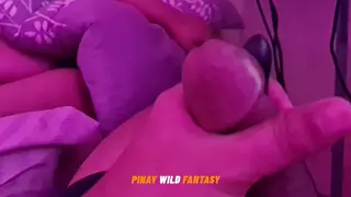 Asian Stepsister Caught Watching TV While Husband Jerks Off