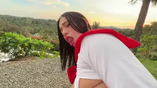 Curvy Latina Rides Hard in Public Cosplay Outfit