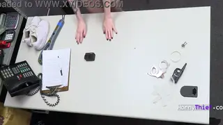 Petite Redhead Confronted at Her Office Desk
