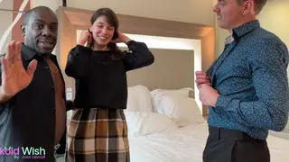 Busty Brunette Models First BBC Handjob Session