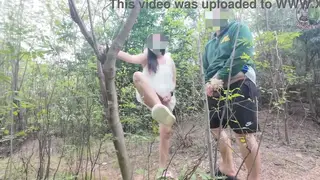 Petite Asian Nanny Begs for Raw Doggystyle Creampie Outdoors