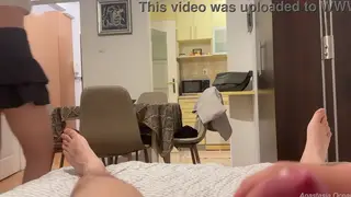 Blonde Stepsister Helps Stepbrother Finish by Hand