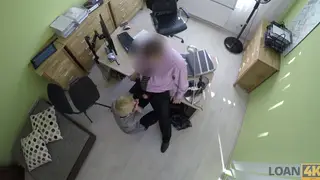 Blonde Teen Negotiates a Loan With a Blowjob at the Desk