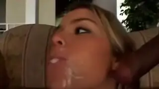 Blonde Teen Handles Interracial Threesome With Double Facial
