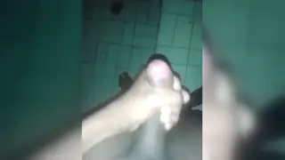 Mature Latino Teen Strokes Hard in Bathroom Mirror
