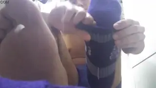 Hairy Guy Strokes Cock While Showing Feet