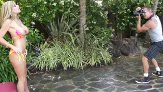 Blonde MILF Drains a Black Gardener Outdoors with a Messy Facial
